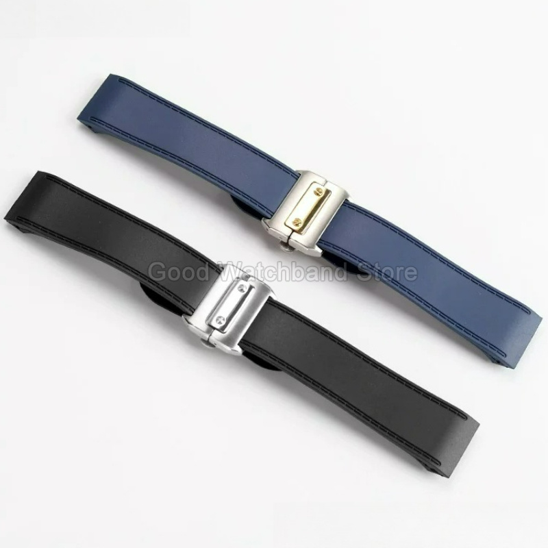 Black Blue High Quality Rubber - Cartier Watch Santos review and price